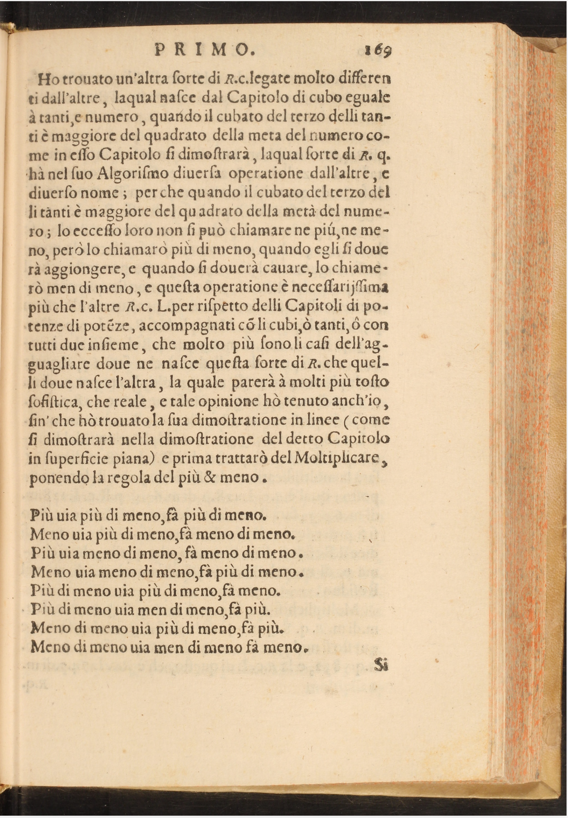 Page 169 of L'Algebra showing the rules of complex multiplication